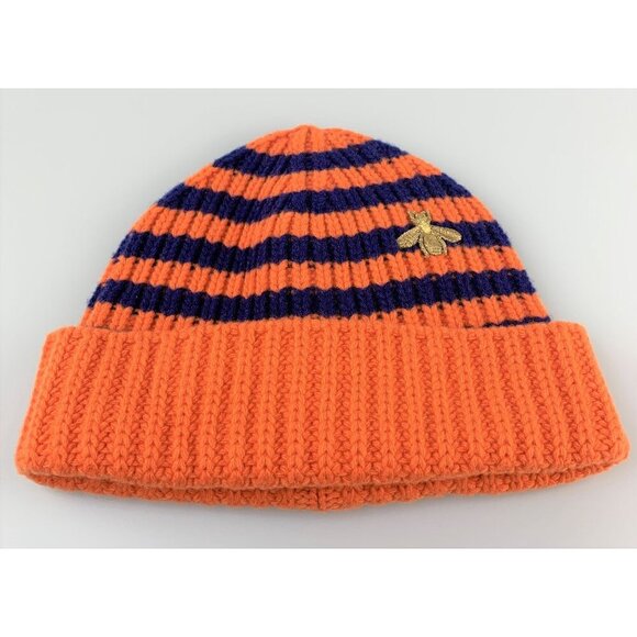 NWT Gucci Striped Beanie Wool Hat In Orange Size M - Picture 2 of 12